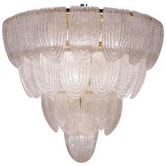 Barovier & Toso Style Chandelier Murano Glass, Gilt Frame, Italian