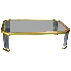 Glamorous Charles Hollis Jones Polished Brass and Lucite Rod Coffee Table