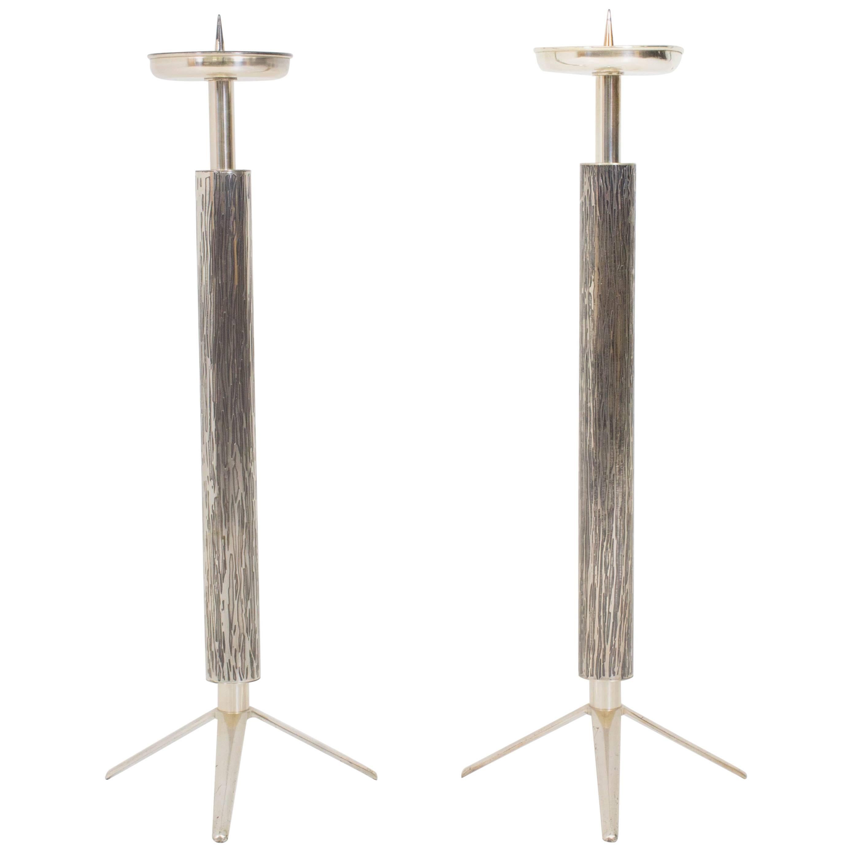 Fabulous Pair of French, Mid-Century Modern Candelabras or Candlesticks, 1970s