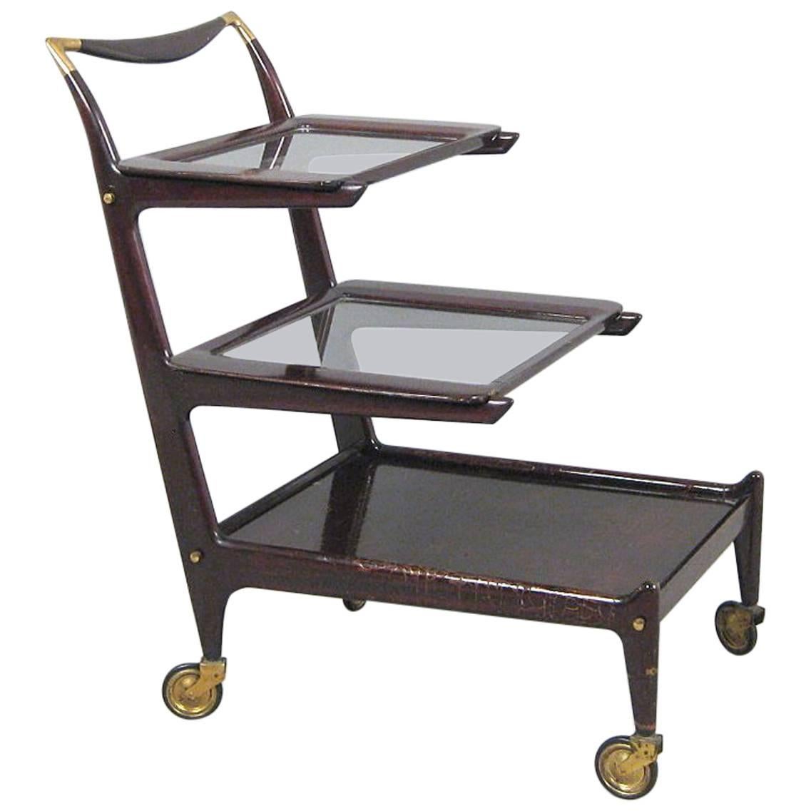 Organic Tea Trolley, Bar, Serving Cart by Cesare Lacca For Sale