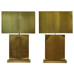 Pair of Brass Signed Table Lamps by Curtis Jere 12