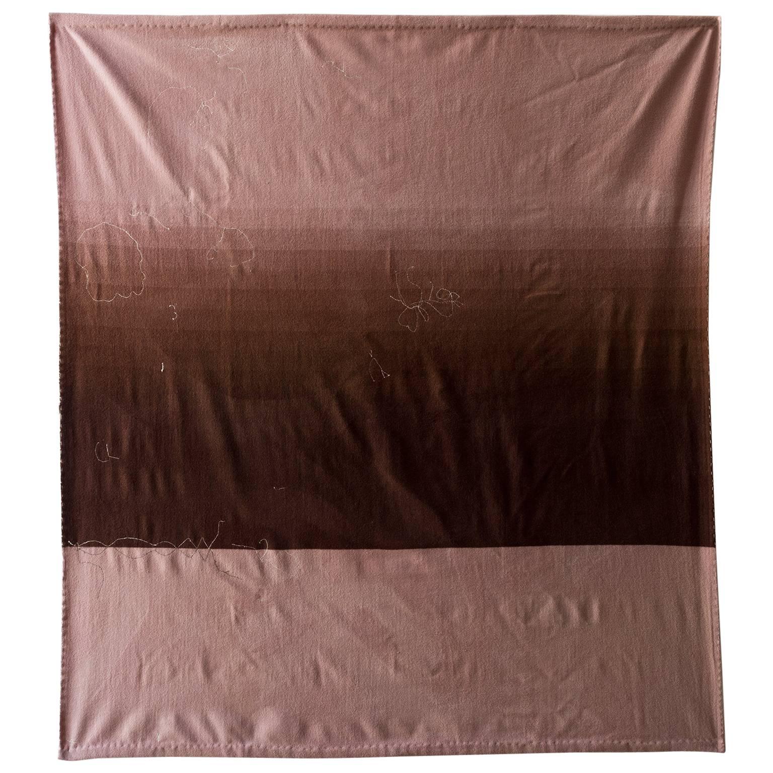 Cashmere Wool Hand embroidered Sky Throw 1 - Brown & Taupe For Sale