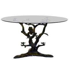Sculptural Willy Daro Brass Tree Lovebirds Coffee Table 2
