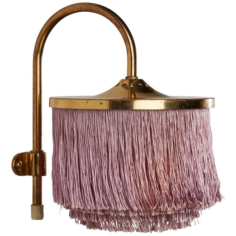 Brass and Silk Fringe Wall Light by Hans Agne Jakobsson Markaryd