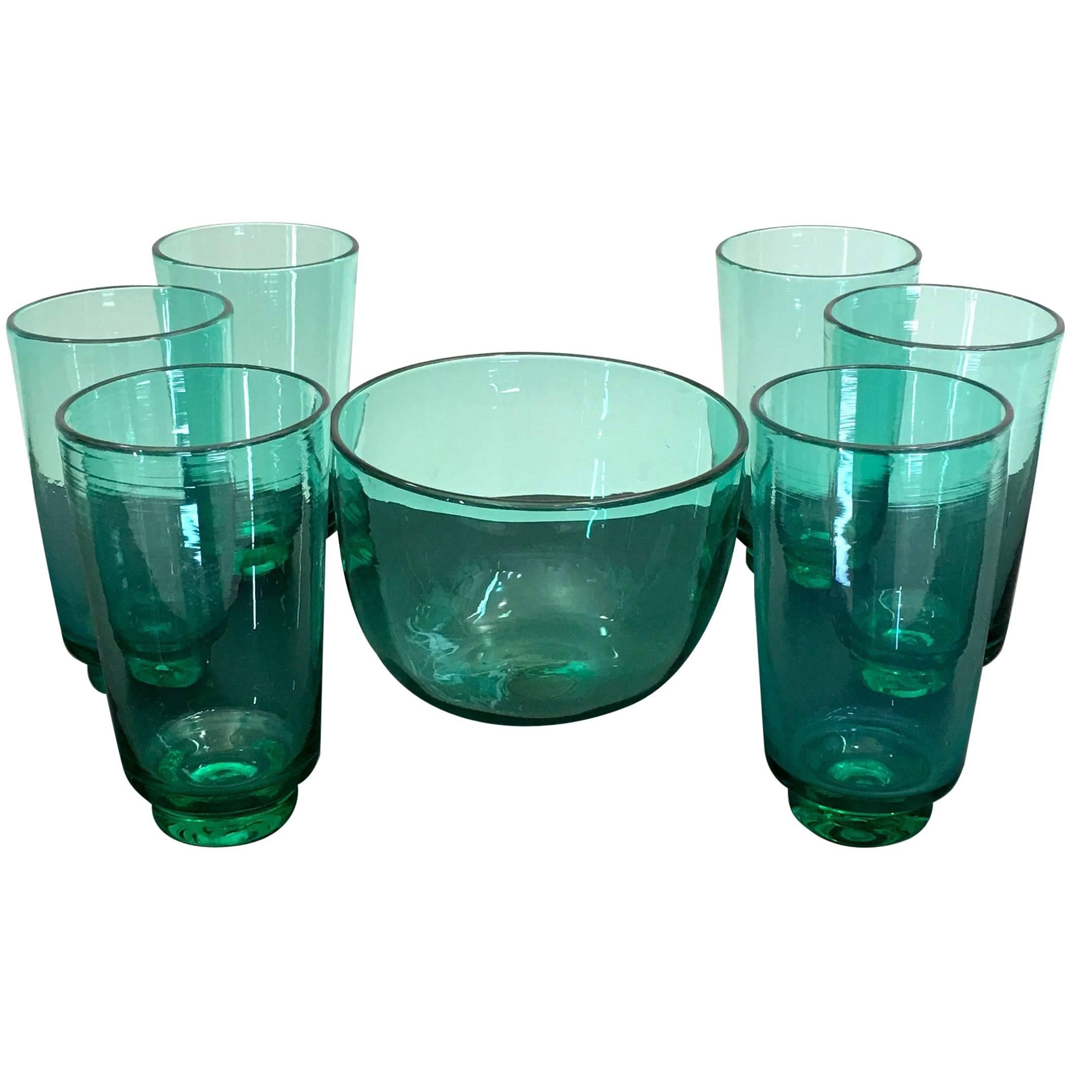 Blenko Glass Tumbler Drinking Glass Set