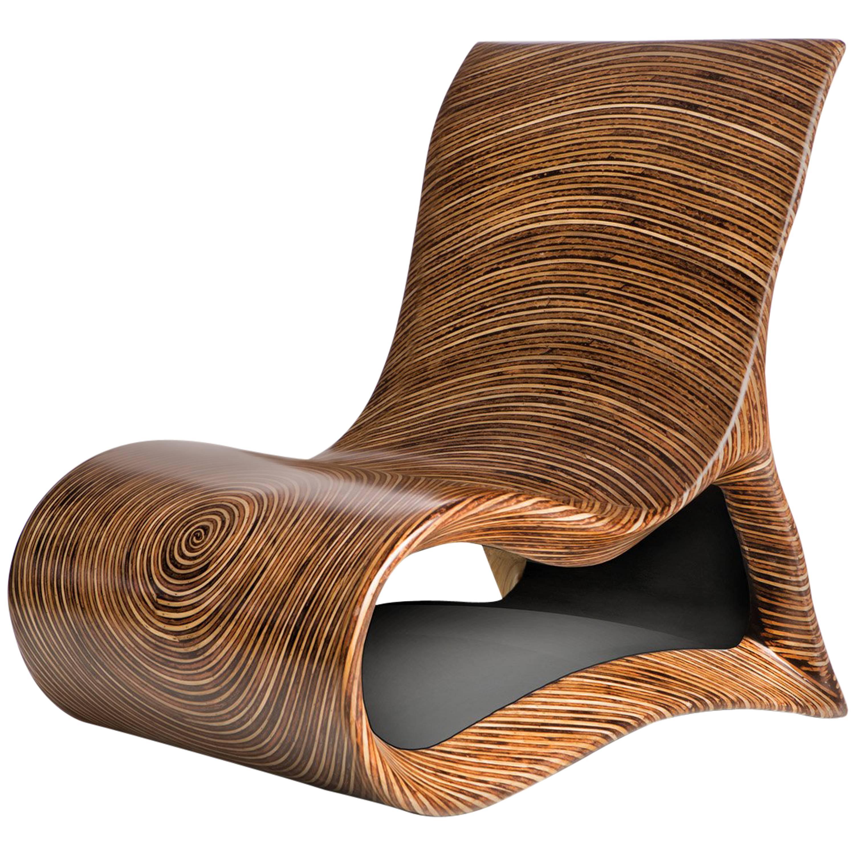 Modern Wooden Altoum Chair in Dark Finish Inspired by Op Art 2014 For Sale