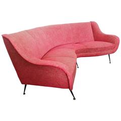Vintage Large Curved Sofa Italy, 1950