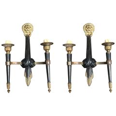 Pair of Louis XVI Style Sconces in Bronze 5