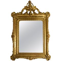 19th Century Italian Carved Venetian Gold Gilt Mirror with Original Mercury Gla