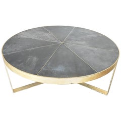 Newly Fabricated Spanish Gold Leaf Over Steel With Slate Inset Coffee Tabletop 