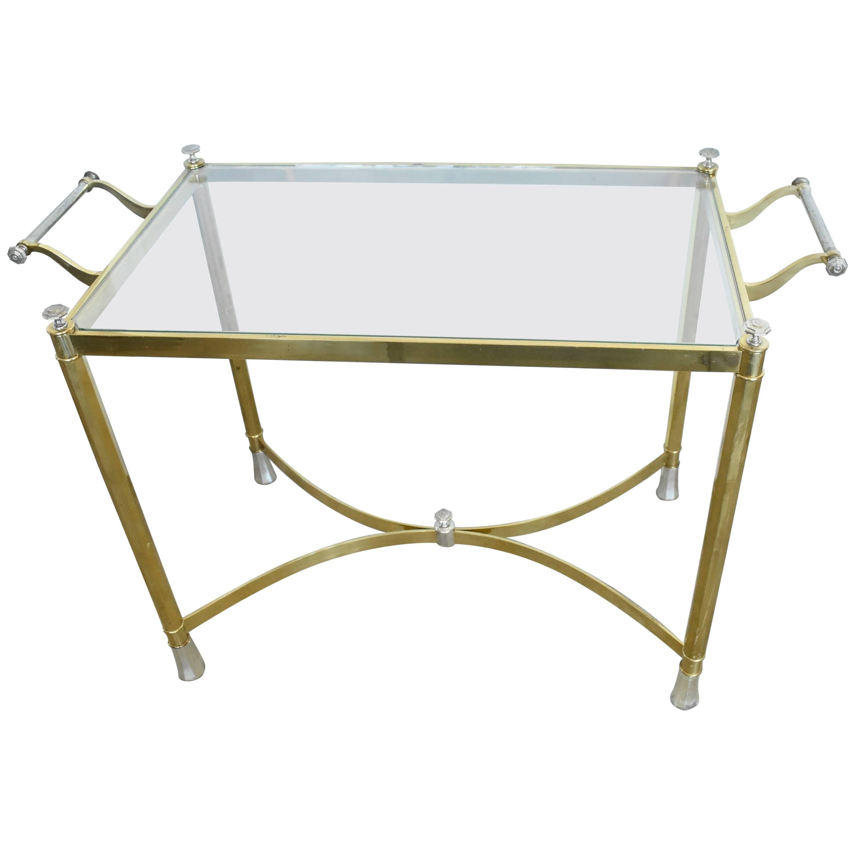 Vintage 1970s Italian Brass and Silver Plated Table or Bar Cart