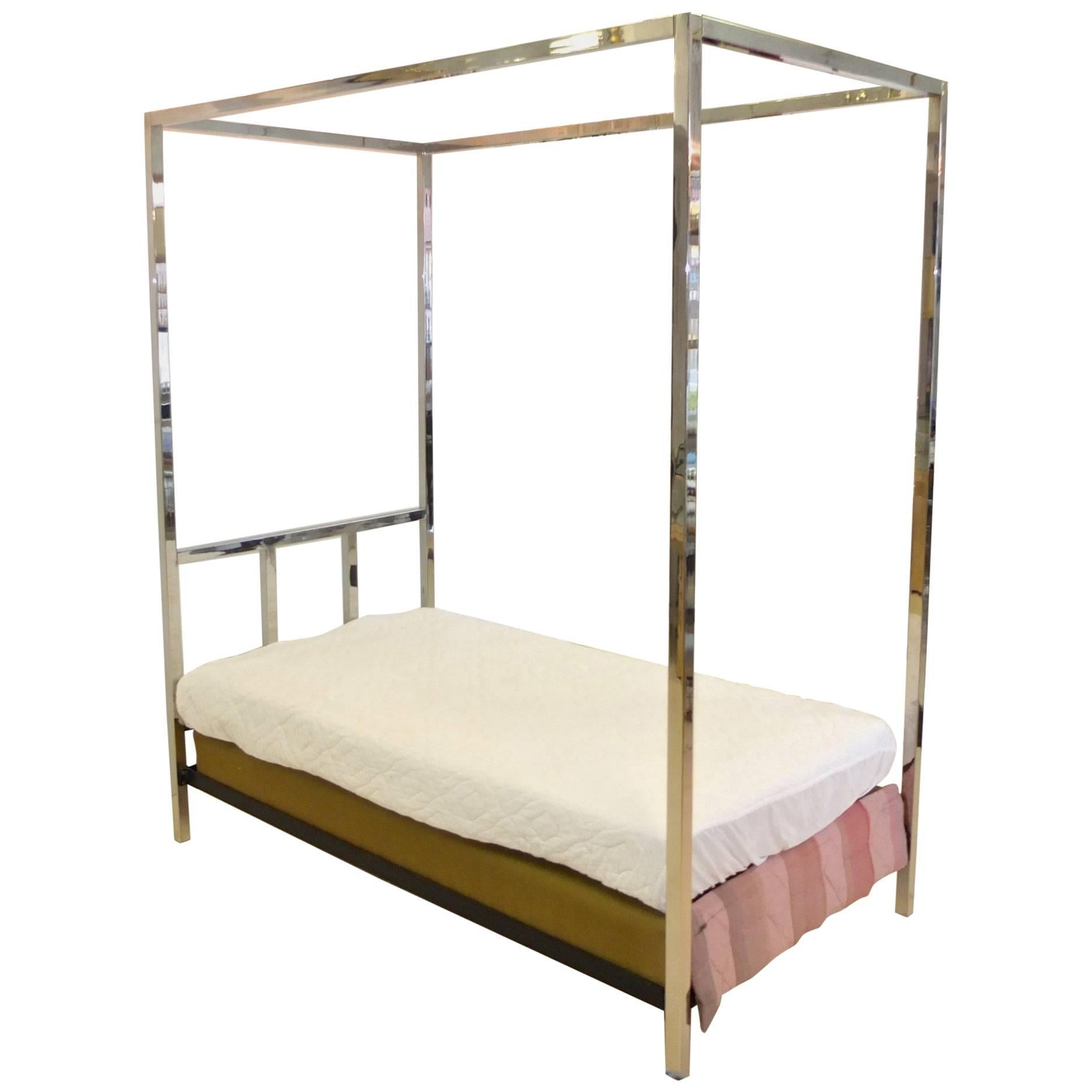 Pace Collection Chrome Four Poster Canopy Day Bed
