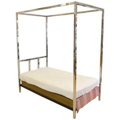 Pace Collection Chrome Four Poster Canopy Single Twin Bed 5