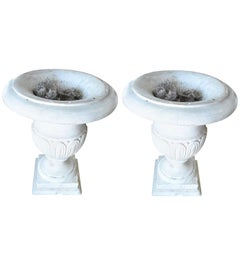 Italian 19th Century Carrara Marble Urns