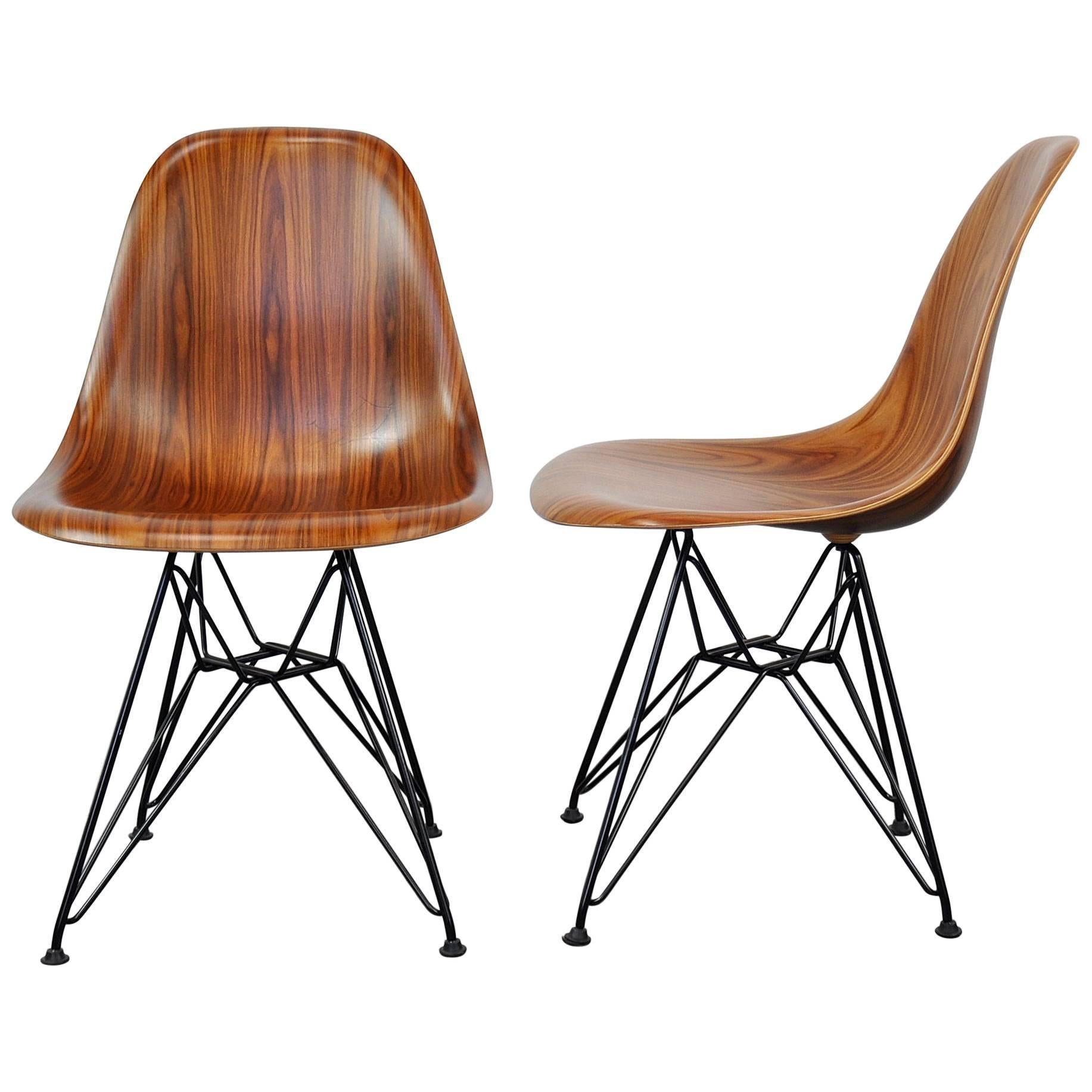 Pair of Eames Herman Miller Palisander Eiffel Base Shell Chairs
