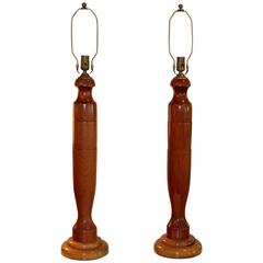 1940s, Tall Walnut Table Lamps 1