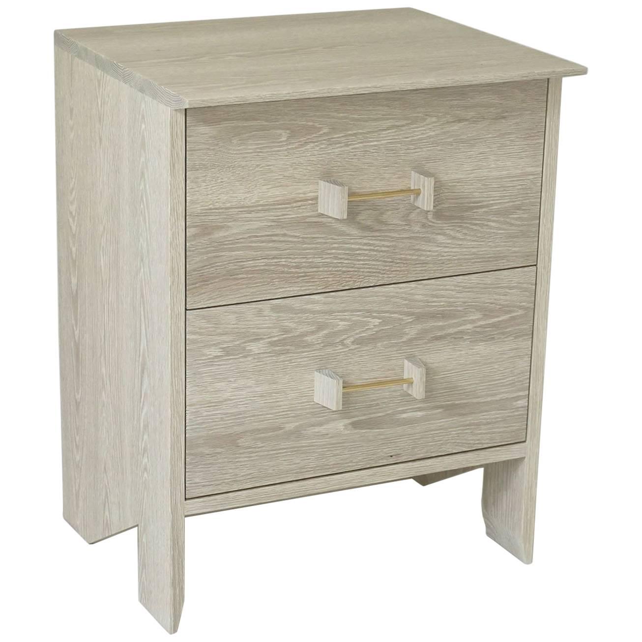 Phoebe Side Cabinet in Bleached Oak Modern Handcrafted End/Side Table Storage For Sale