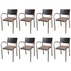 Set of Eight Italian Modern Dining Chairs by Lowenstein