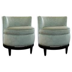 Pair of Swaim Barrel Back Swivel Chairs 2