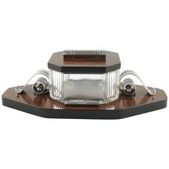 Art Deco Modernist Rosewood Crystal Serving Jar Box by Louis Prodhon, 1930s 9