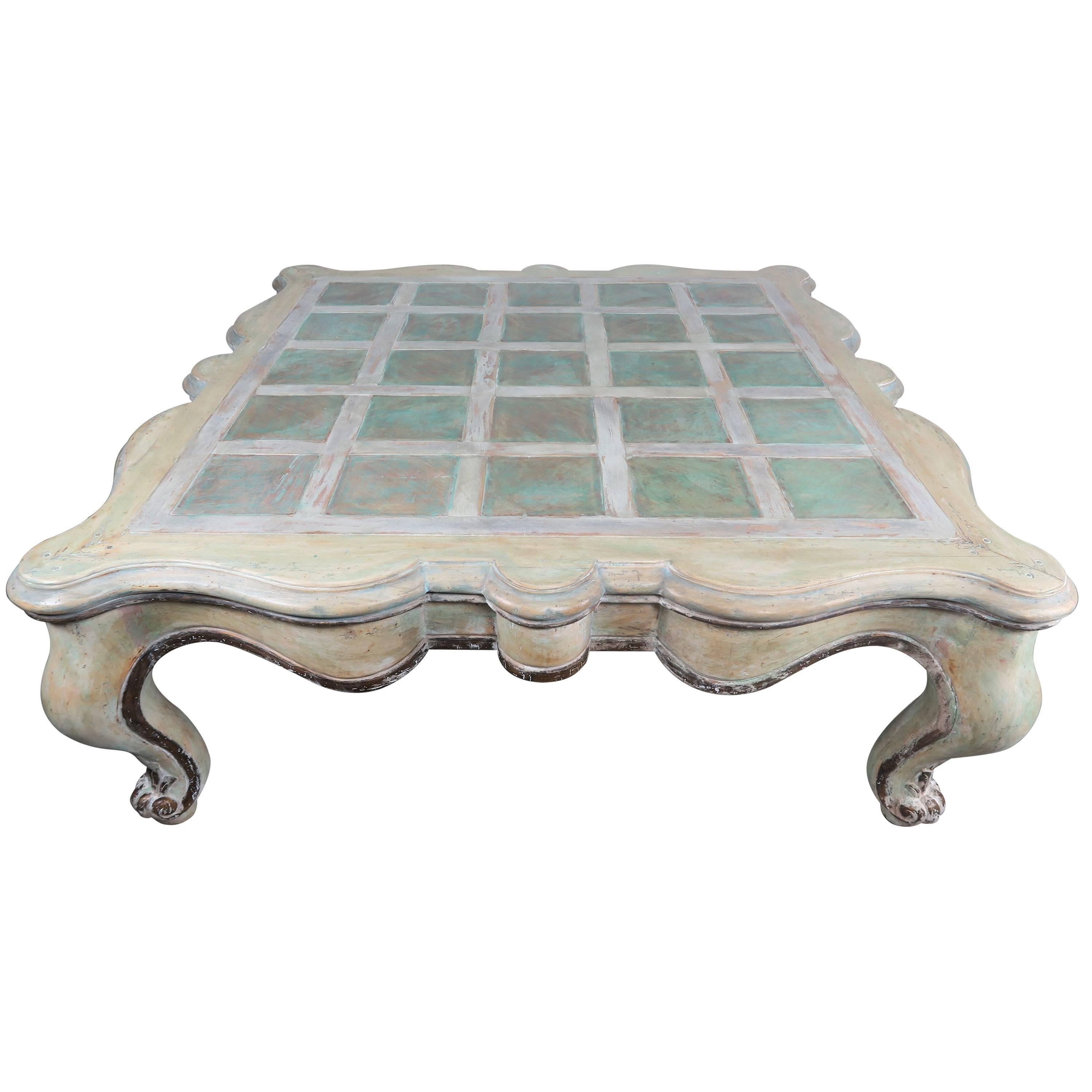 French Painted Scalloped Shaped Coffee Table