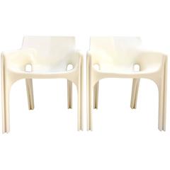 1970'S Pair of "Gaudi" Molded Fiberglass Chairs by, Vico Magistretti