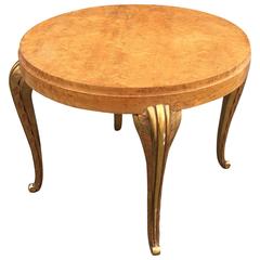 Maison Jansen, Art Deco Gueridon in Lemon Tree Veneer and Giltwood 11