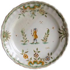 Late 18th Century, Faience Dish or Plate, Hand-Painted Juggler, circa 1790 9