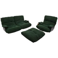 Vintage Green Buckskin Marsala Sofa by Ligne Roset