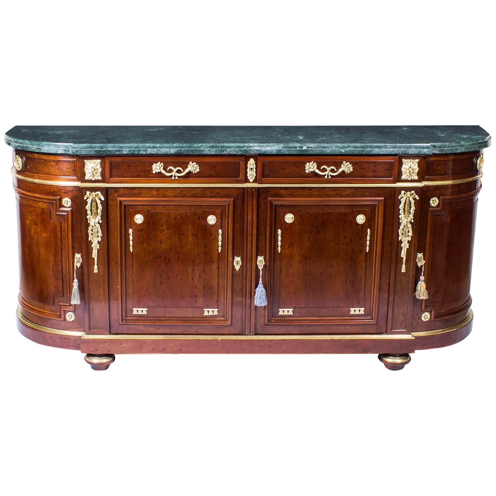 19th Century French Mahogany and Marble Bowfront Sideboard