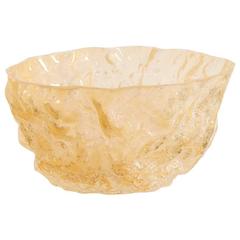 Handblown Textured Glass Bowl with Kaolin Patina Yellow by Edmond Byrne