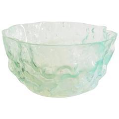 Handblown Textured Glass Bowl Green by Edmond Byrne the New Craftsmen