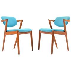 Pair of Mid-Century Teak Kai Kristiansen Dining Chairs Model#42 5