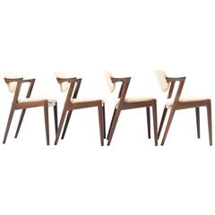 Set of Four of Mid-Century Oak Kai Kristiansen Dining Chairs Model #42