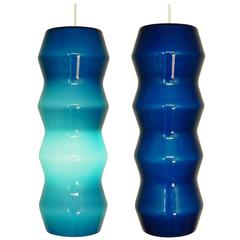 Italian Glass Pendant Light in Blue, Italy, 1960s