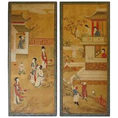 Pair of Chinese Panels Painted on paper Second Part, 19th Century 3