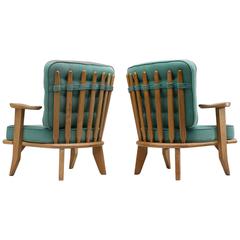 Guillerme & Chambron Turquoise Oak Easy Chairs