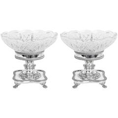 Pair of English Silver Plate and Cut-Glass Compotes 2