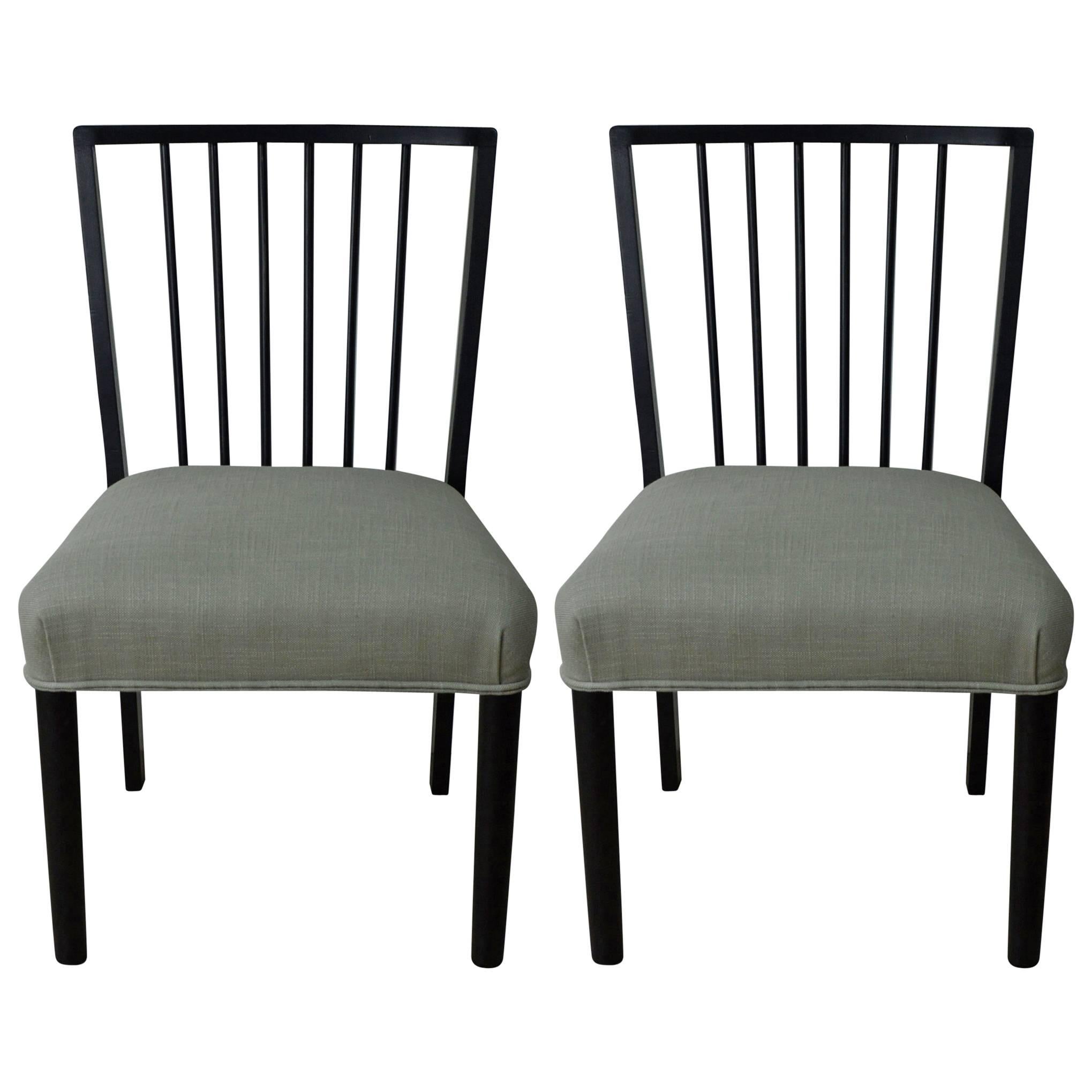 Mid-Century Ebonized Spindle Back Side Chair. ( One left )