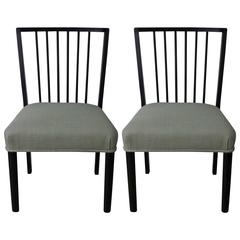 Pair of Mid-Century Ebonized Spindle Back Side Chairs 9