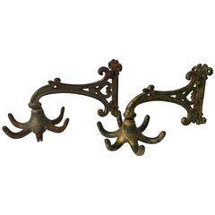 Antique Pair of 19th Century Swedish Cast Iron Coathangers or Wall Coat Racks