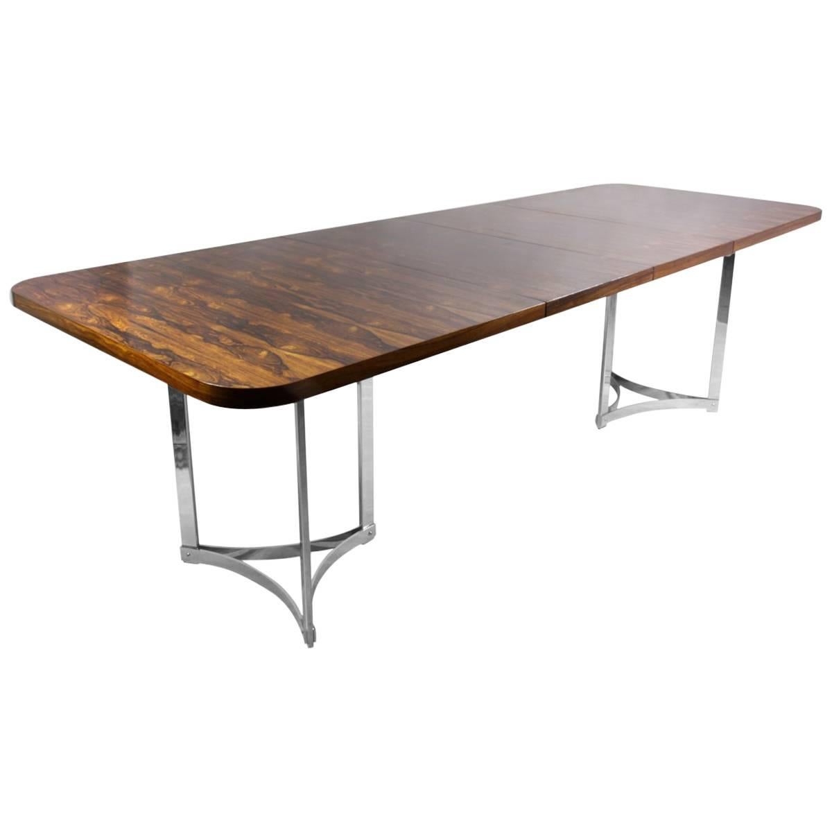 Rosewood and Chrome Dining Table by Merrow Associates