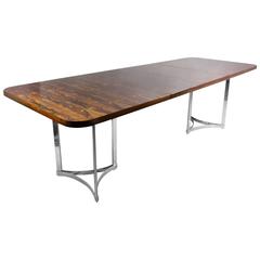 Rosewood and Chrome Dining Table by Merrow Associates