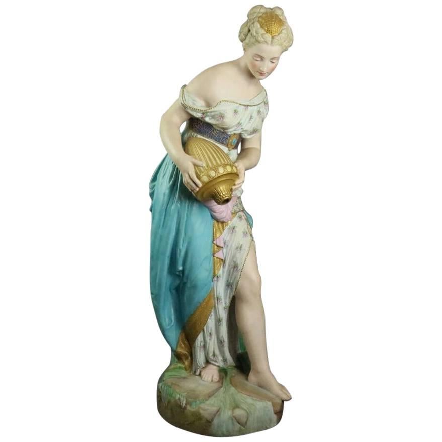 Monumental French Antique Neoclassical Chelsea Bisque "La Source", circa 1880