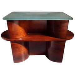 1930 Cubist Modernistic Console Table Rosewood and Thick Glass Top 6