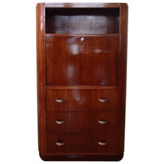 Art Deco Rosewood Secretaire with Three Drawers