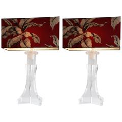Pair of Midcentury Table Lamps with Hollywood Regency Style Shades