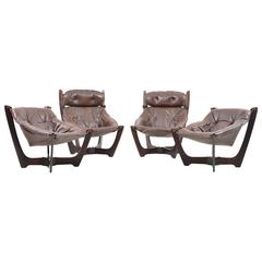 Set of four Luna Lounge Chairs by Odd Knutsen, Hjellegjerde, Norway