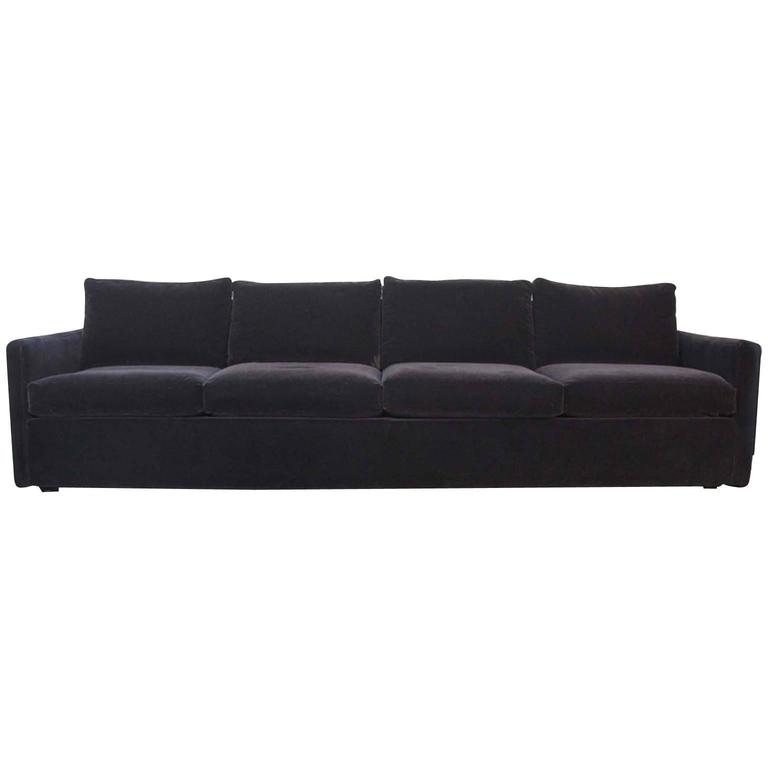 Mid-Century Modern Tuxedo Style Four-Seat Sofa in Black Mohair For Sale ...