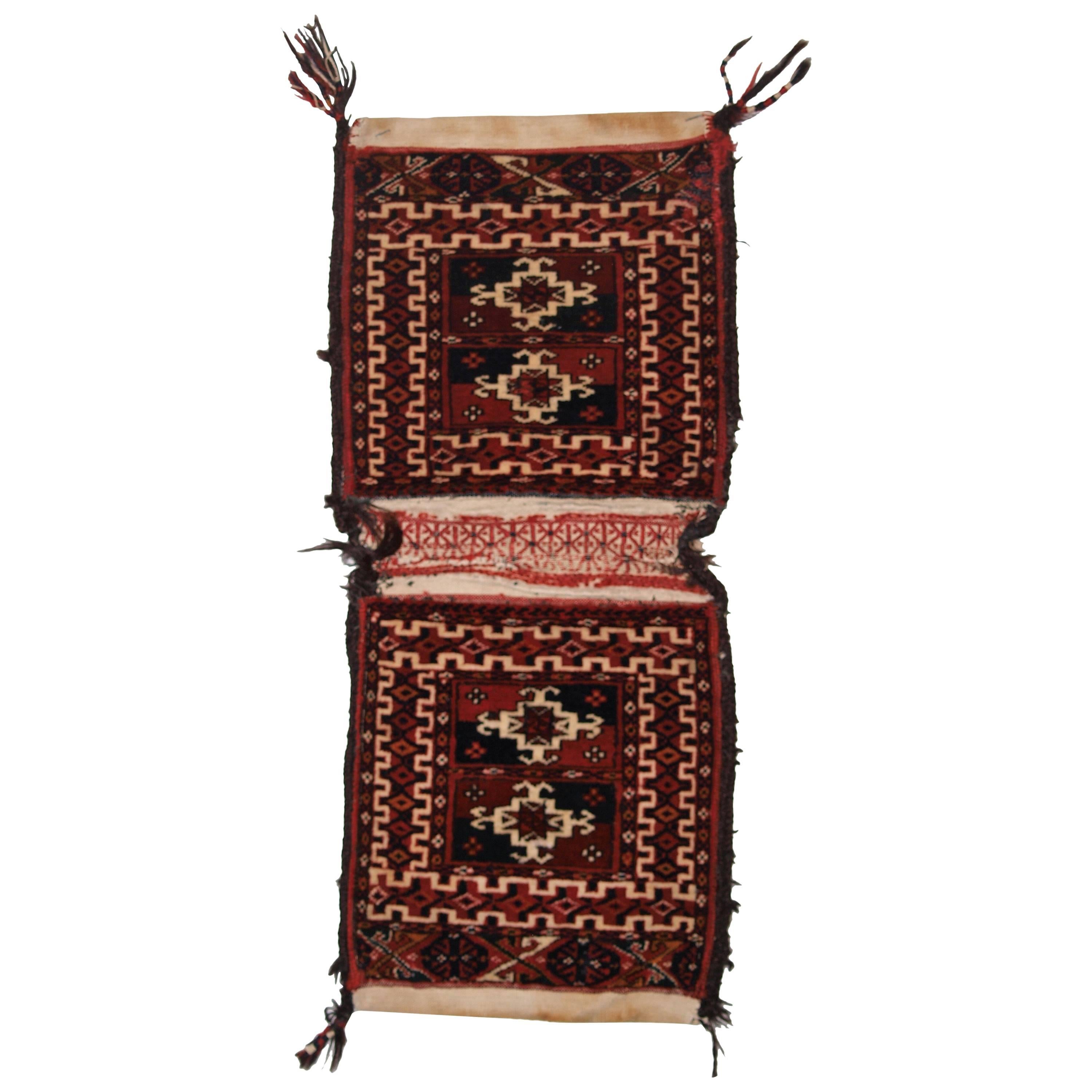 Antique Tekke Turkmen Khorjin ‘Saddle Bag’ of Very Small Size, circa 1900 For Sale